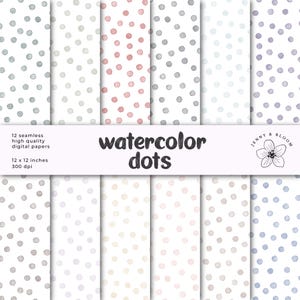 naadloos aquarel stippenpatroonontwerp – stipachtergrond - abstracte aquarelcirkels - pastel | 12 x 12 inch JPG direct downloaden
