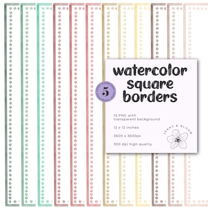 Watercolor Christmas Borders: Square Stripe Dot Frames (Digital Download)
