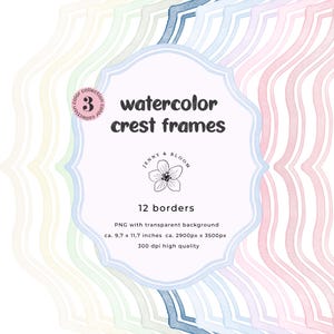 Clipart aquarelle pour chambre de bébé, bordure de cadre aquarelle, écusson aquarelle, art mural pour chambre d'enfant, téléchargement numérique, cadre aquarelle png