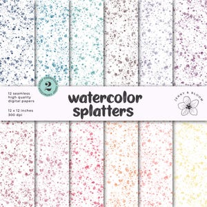 "Aquarell Splatter Hintergrund - abstraktes ""Spritzermuster"" - abstraktes künstlerisches digitales Papier in Regenbogenfarben."