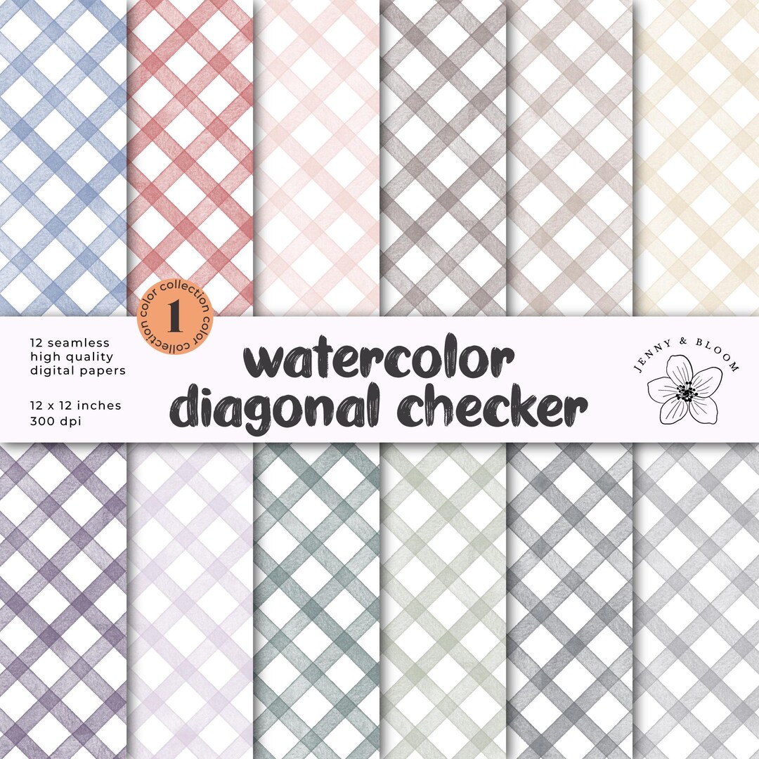 Diagonal Check Tile Pattern Watercolor Diagonal Check Pattern: Seamless Background (JPG Download ...