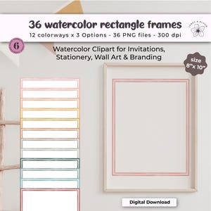 Watercolor Rectangle Frame Clipart | Boho Neutral Borders in Beige and Brown, PNG Borders for Invitations, Wedding & Branding