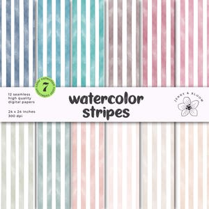 seamless watercolor stripe pattern design watercolor striped background watercolor stripes pastel colours 24"x24" JPG instant download