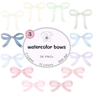 Conjunto de clipart PNG de arco aquarela | design digital de fita pastel | DIY Casamento, Chá de Bebê, Adesivos de fundo de convite para impressão | Baixar