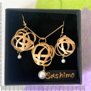Bamboo Weave Necklace & Earrings Set zdjęcie 3