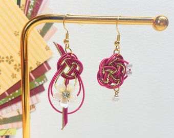 Blossoming Mizuhiki Earrings, Handcrafted Japanese Art