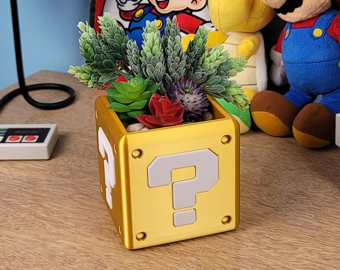 Super Mario Question Mark Block Planter