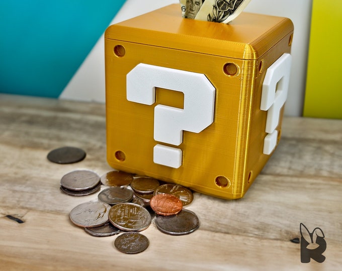Super Mario Bros Coin Bank Storage Box Question Block | Video Game Room ...