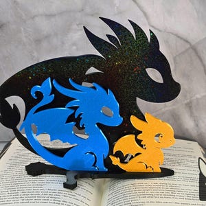 Drachen Trio Skulptur - Inspiriert vom Vierten Flügel Buch - 3D Gedruckt mit schimmerndem Finish!
