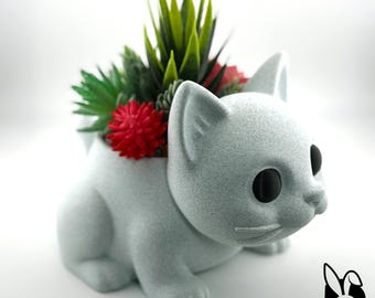 3D Printed Kitten Planter: Whimsical Cat Succulent Pot