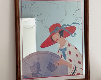 Beautiful Vintage Vogue Art Nouveau February 1917 Mirror, Elegant Lady, Haute Couture, Vogue Magazine Cover, French Wall Art, Gift for Her