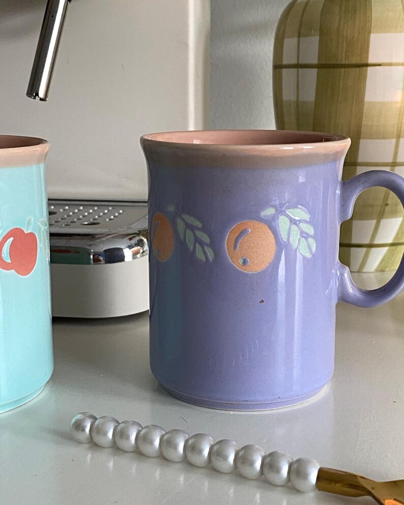 Vintage Apple Cottagecore Mug Set Of 2, Pastel Fruit Cup, Provencal Kitchen Decor, French Countryside, Gift image 9