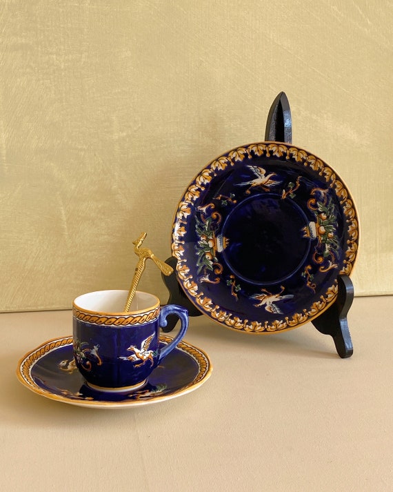 美品 Gien 鉢 皿 ジアン フォンドブルールネッサンス 希少 レア 飾り