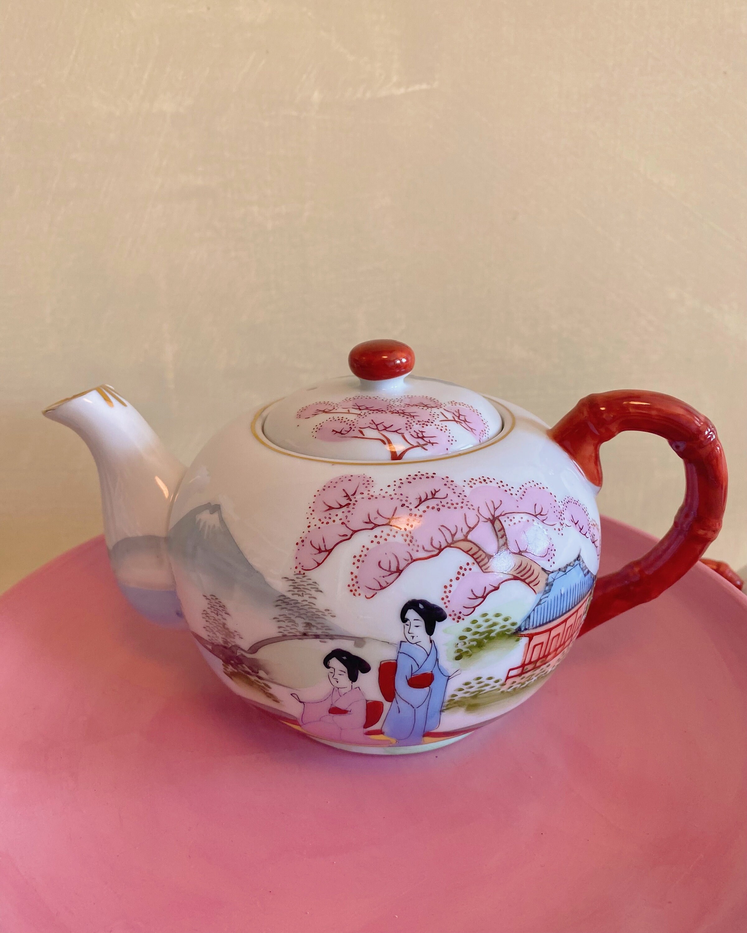 Vintage Geisha Girl Lithophane Tea Set With Geisha and Blossom Etsy