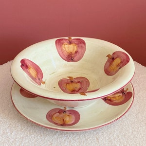 Vintage Apple Fruit Colander with Dripping Plate, Fruit Strainer, Provencal Kitchen, Cottagecore, Country Style Kitchenware, Farmhouse, Gift