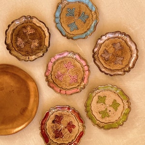 Vintage Italian Florentine Hand Painted Wooden Coaster Set of 6, Traditional, Artisan, Italian Tableware, Craftsmanship, Table Accessories