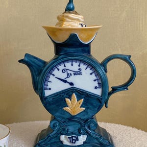 Tetera coleccionable vintage Teascale, pintada a mano, estilo cottagecore, estilo rústico, decoración de armarios de cocina, cerámica británica e inglesa, regalo para amantes del té.