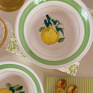 Vintage S.I.A. Korea Lemon Citrus Ceramic Bowl Set Of 2, Cottagecore Style, Summer Tableware, Yellow Fruit Kitchen Decor, Korean Pottery,