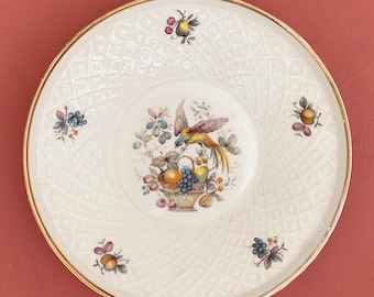Vintage Seltmann Weiden Bavaria Paradise Bird Textured Plate with Bird and Fruit Detailing and Gilding, 1960s Gilded Porcelain, Collectible
