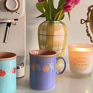 Vintage Apple Cottagecore Mug Set Of 2, Pastel Fruit Cup, Provencal Kitchen Decor, French Countryside, Gift image 7