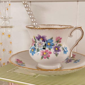 Vintage Royal Stafford Spring Blossom Cup Saucer Set with Gilding, Floral Tea Set, Elegant Tea Party, Cottagecore Tableware, Tea Lover Gift