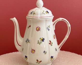 Caffettiera vintage in porcellana Villeroy Boch Petite Fleur con dettagli di fiori sparsi, stoviglie floreali, teiera affascinante, regalo per lei