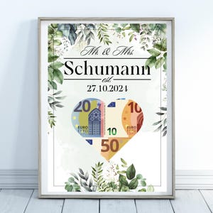 Money gift wedding, personalized wedding gift, wedding gift money, money gift template, bride and groom gift, DIY money gift