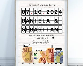 Money gift for wedding, personalized wedding gift, wedding gift to print, money gift template, bride and groom gift