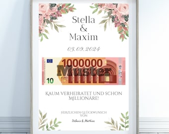 Wedding gift money, personalized wedding gift, money gift for the wedding, gift for the bride and groom, money gift to print