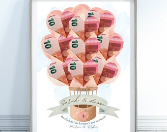 Money gift for wedding, personalized wedding gift, wedding gift to print, money gift template, bride and groom gift