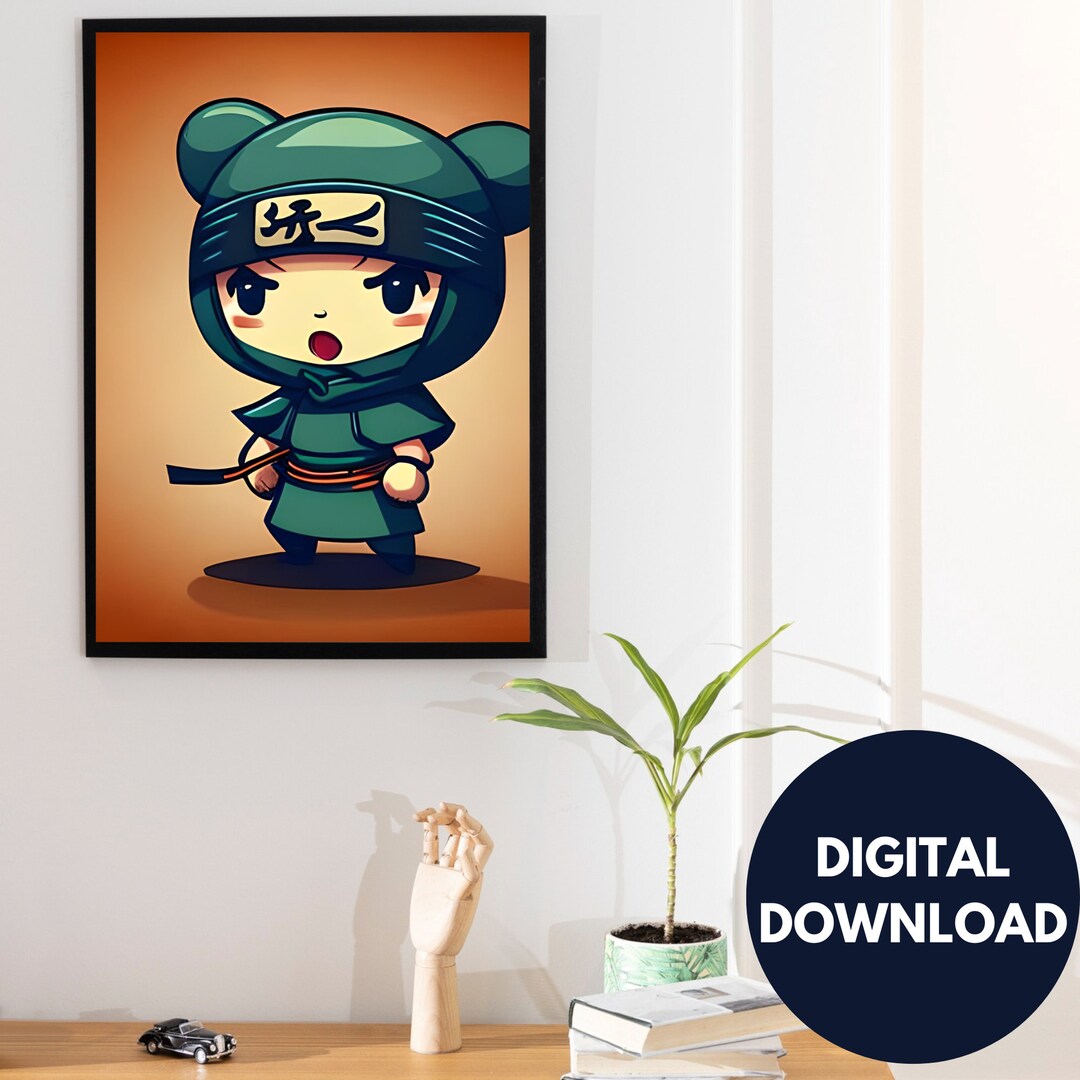 Chibi Art Personalized Kawaii Solo Ninja Wall Art Download Etsy