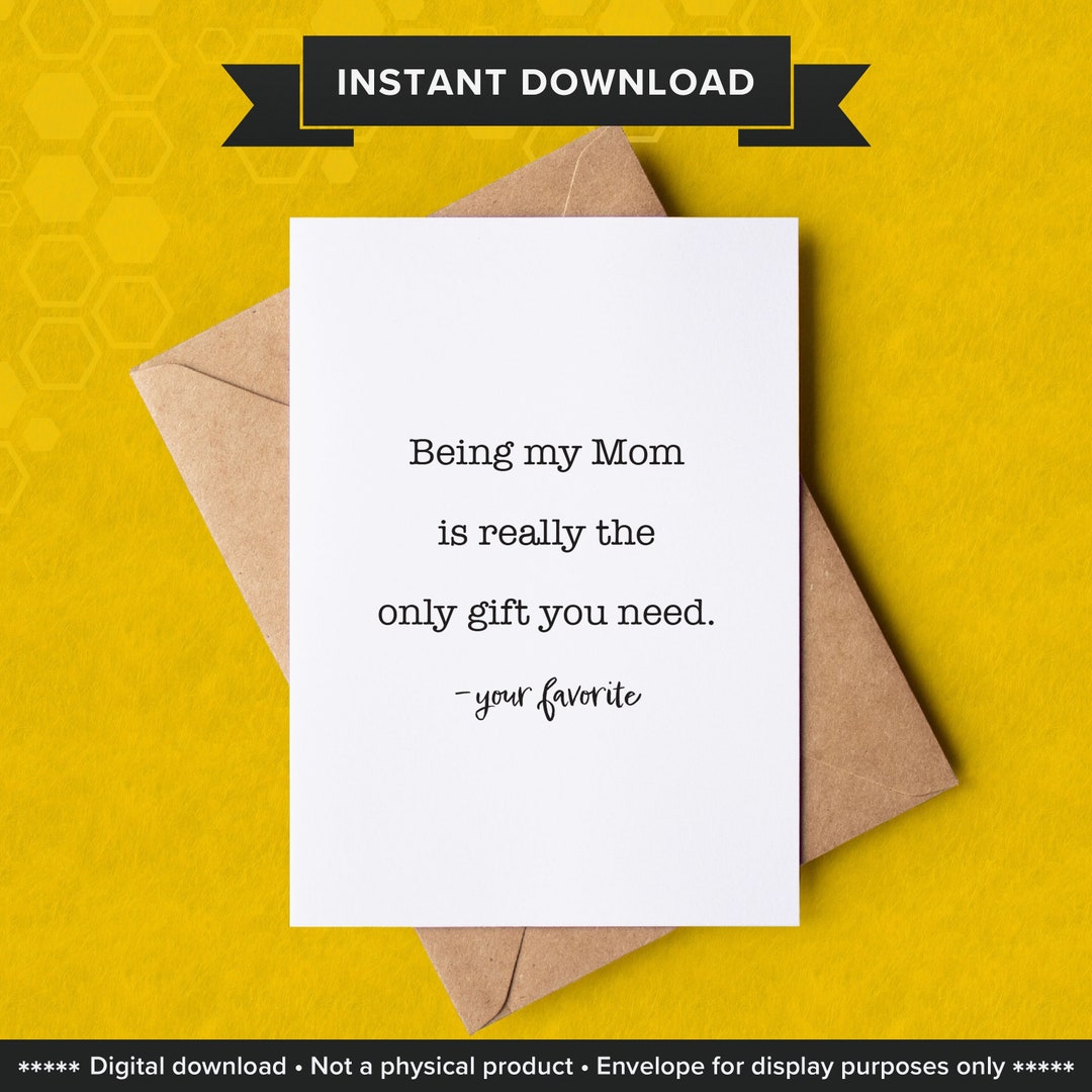 Funny Birthday Card for Mom, Printable Birthday Card, Card for Mom From
