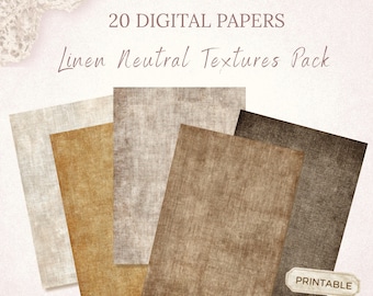 Linen Neutral Textures Pack Vintage Distressed Backgrounds Decoupage Scrapbook Digital