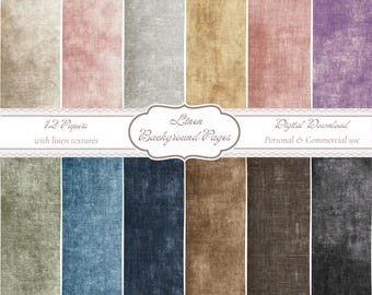 Linen Background Pages, Digital Paper Pack, Distressed Textured Scrapbook, Printable Vintage Background