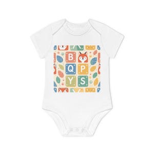 Baby Animal Alphabet Bodysuit, Infant Onesie, Cute Baby Outfit, Baby Shower Gift, Eco-Friendly Baby Clothes, Newborn Apparel