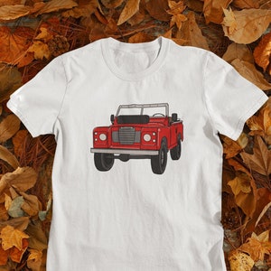 Red rover T-shirt, vintage Landrover, landy series, offroad car t-shirt, gift for dad, gift for husband, handdrawn t-shirt