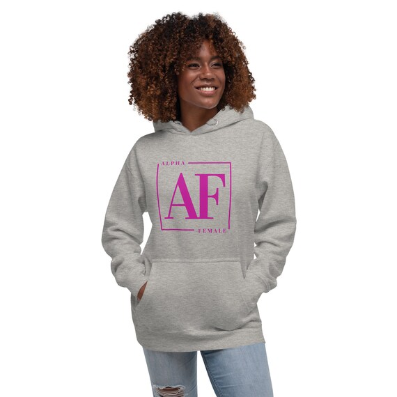 Alpha Female Classic Hoodie Grey/pink - Etsy