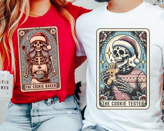 Couples Christmas Shirt, Christmas Couple Matching Baking Shirts, Funny Tarot Card Husband Wife Boyfriend Girlfriend, Ugly Xmas Sweater