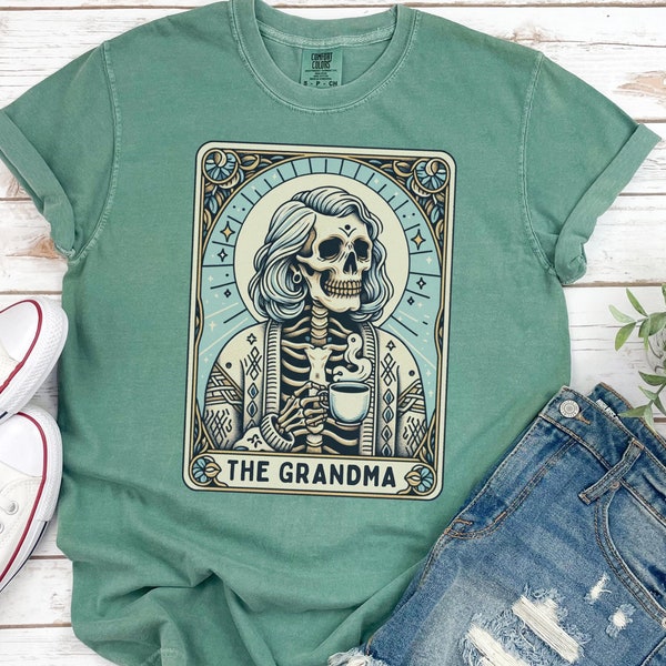 Grandma Shirt, Grandmother Tarot Card Comfort Colors T-shirt, Gift for Future Grandma, Mother's Day Gift, Pregnancy Announcement for Mom