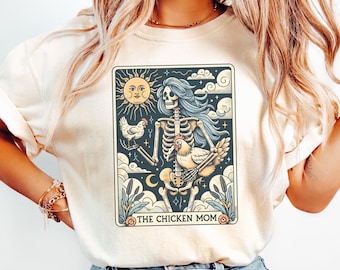 Chicken Shirt, Comfort Colors® Chicken Mom Tarot Card T-shirt, Halloween Chicken Mama Tee, Fall Halloween Funny Chicken Shirt