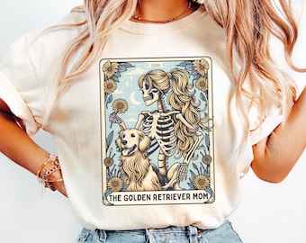 Golden Retriever Shirt, Comfort Colors Golden Retriever Mom Tarot Card T-shirt, Halloween Dog Tee, Golden Retriever Mama Tshirt, Dog Mom