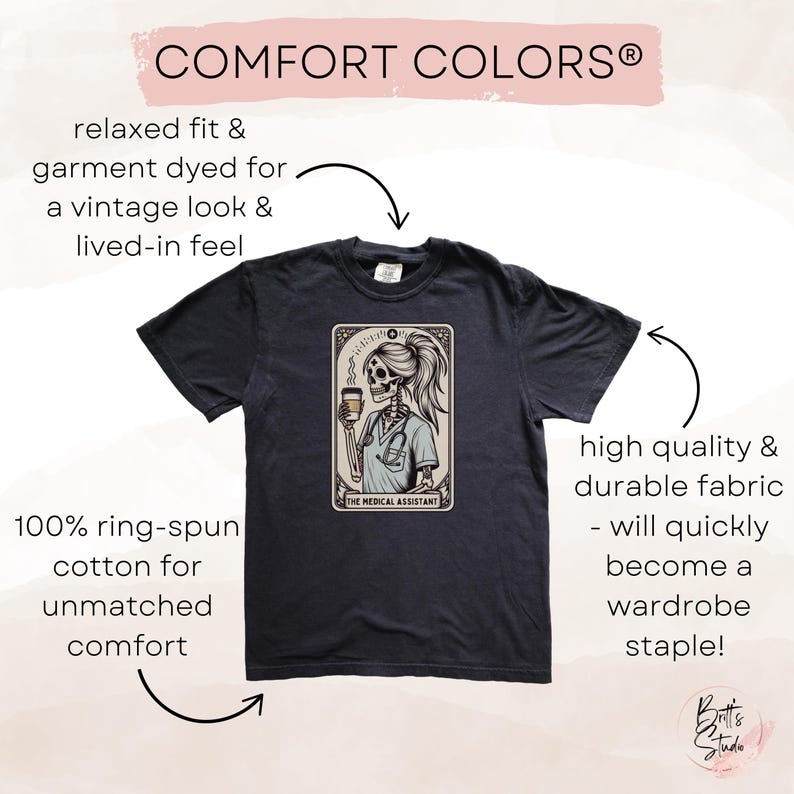 Medical Assistant Shirt, Comfort Colors Medical Assistant Tarot Card T-Shirt, CMA Gift, Certified Medical Assistant Tee, Nurse Appreciation Black