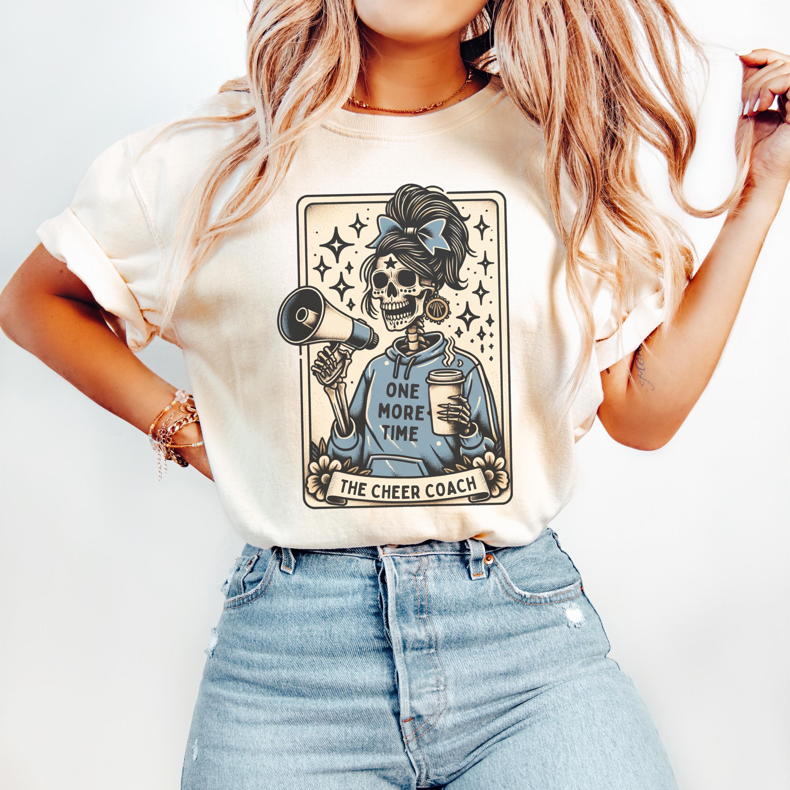 Funny Cheer Coach Shirt, Cheerleading Coach Tarot Card T-Shirt, Comfort Colors® Cheerleader Halloween Tshirt, Gift for Cheerleading Coach