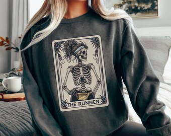 Runner Shirt, Funny Running Tarot Card Comfort Colors Sweatshirt, Gift for Runner, Gym Shirt, Love Running, Halloween 5K 10K Half Marathon