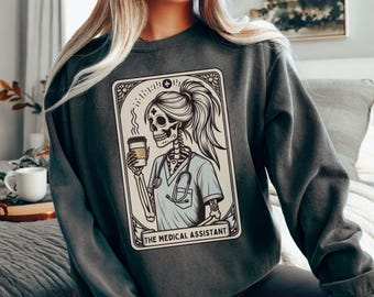 Medical Assistant Shirt, Comfort Colors Medical Assistant Tarot Card Sweatshirt, CMA Gift, Certified Medical Assistant Crewneck