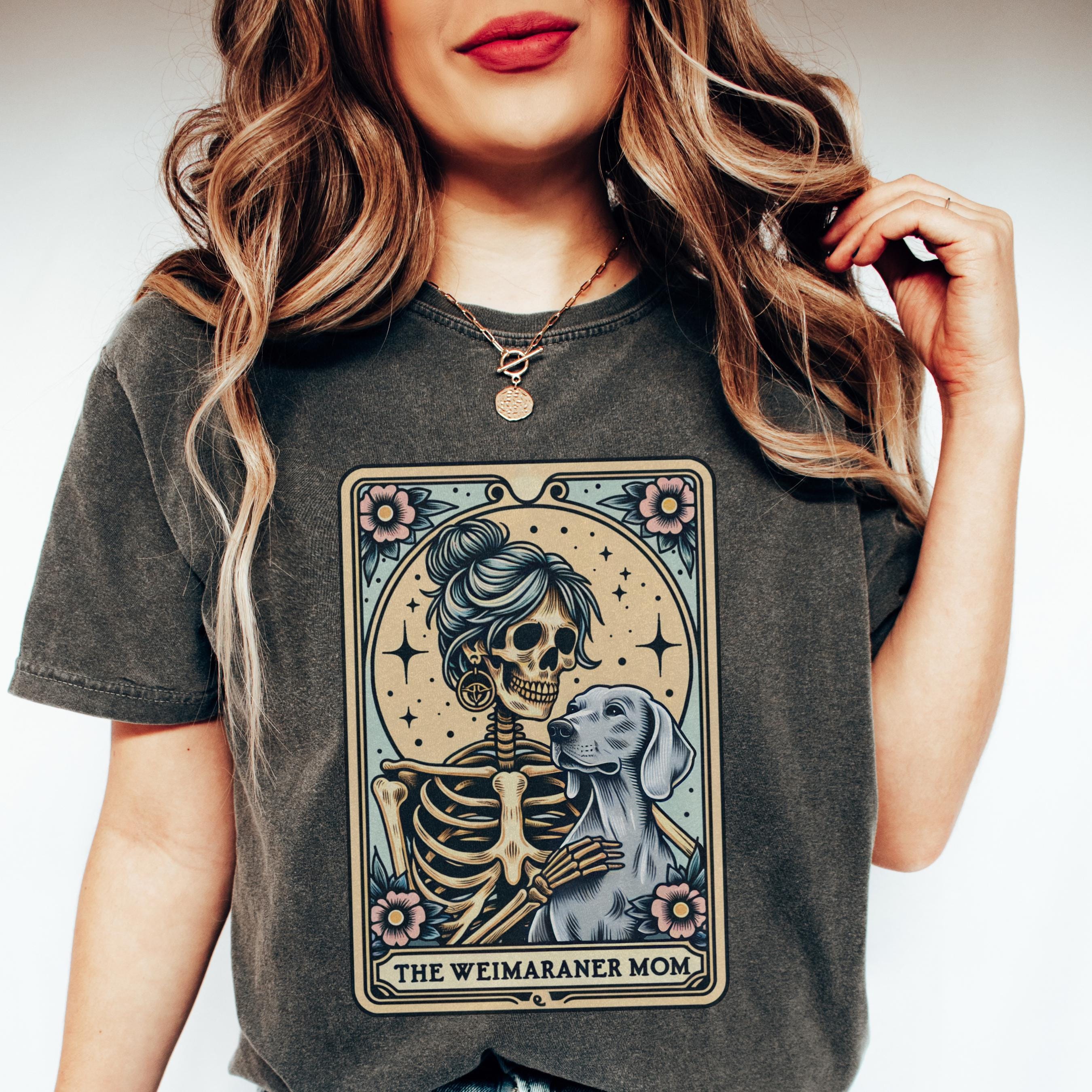 Weimaraner Shirt, Comfort Colors® Weimaraner Mom Tarot Card T-shirt, Weimaraner Skeleton Tee, Cute Funny Fall Halloween Weimaraner Tee