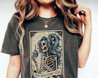 50th Birthday Gift for Her, Comfort Colors 50th Birthday Tarot Card T-Shirt, Funny Skeleton Birthday Celebration Tee, 50th B-day Gift
