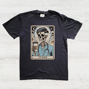 Male Nurse Shirt, Comfort Colors Nurse Man Tarot Card T-shirt, Funny Gift for Male Nurse, Skeleton Nurse, Male Nurse Gifts, Graduation Gift Black