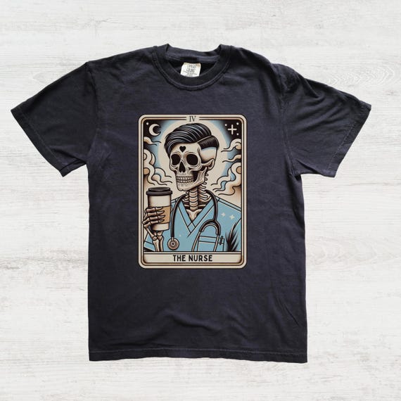 Male Nurse Shirt, Comfort Colors Nurse Man Tarot Card T-shirt, Funny Gift for Male Nurse, Skeleton Nurse, Male Nurse Gifts, Graduation Gift