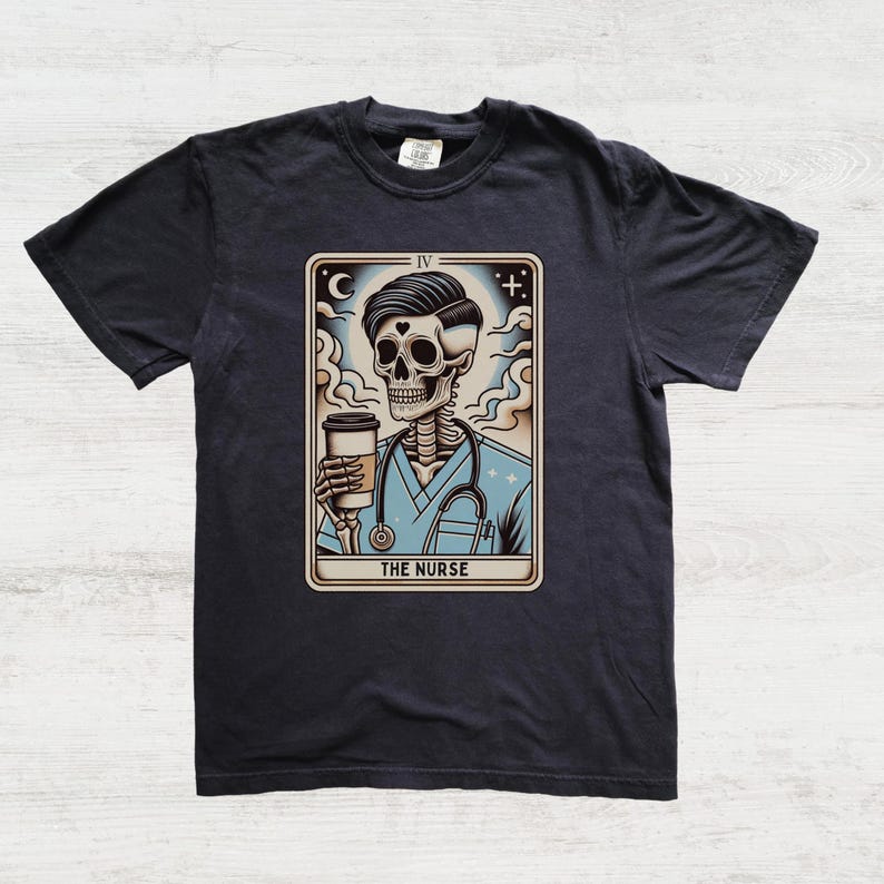 Male Nurse Shirt, Comfort Colors Nurse Man Tarot Card T-shirt, Funny Gift for Male Nurse, Skeleton Nurse, Male Nurse Gifts, Graduation Gift Black